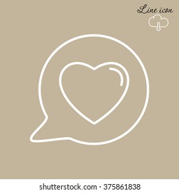 Line icon- Heart in speech bubble