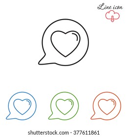 Line icon- Heart in speech bubble
