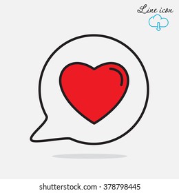 Line icon- Heart in speech bubble