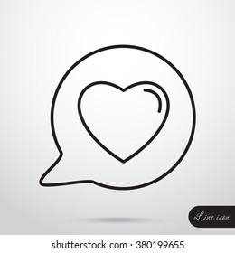 Line icon- Heart in speech bubble