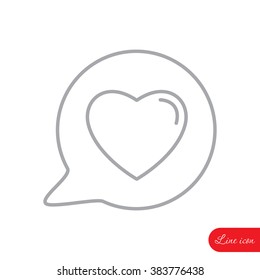 Line icon- Heart in speech bubble