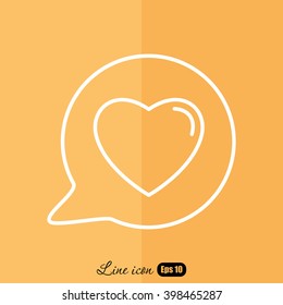 Line icon- Heart in speech bubble