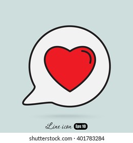 Line icon- Heart in speech bubble