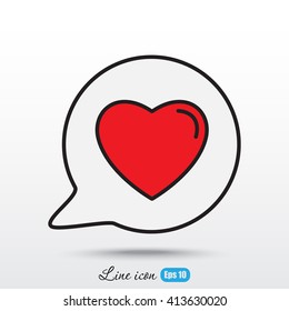 Line icon- Heart in speech bubble