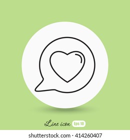 Line icon- Heart in speech bubble