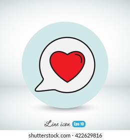 Line icon- Heart in speech bubble