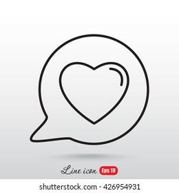 Line icon- Heart in speech bubble