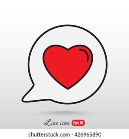 Line icon- Heart in speech bubble