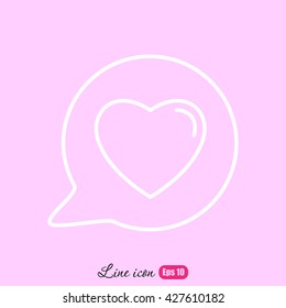 Line icon- Heart in speech bubble