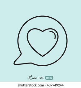 Line icon- Heart in speech bubble