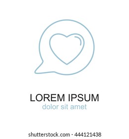 Line icon- Heart in speech bubble