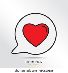Line icon- Heart in speech bubble