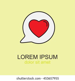 Line icon- Heart in speech bubble