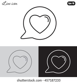 Line icon- Heart in speech bubble