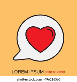 Line icon- Heart in speech bubble