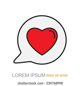 Line icon- Heart in speech bubble