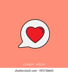 Line icon- Heart in speech bubble