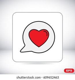 Line icon- Heart in speech bubble