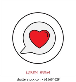 Line icon- Heart in speech bubble