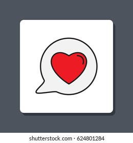 Line icon- Heart in speech bubble
