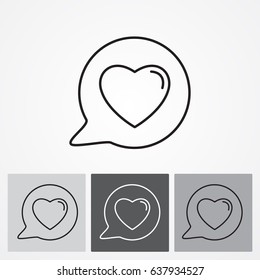 Line icon- Heart in speech bubble
