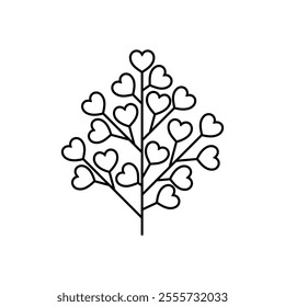 line icon heart tree flat vector illustration