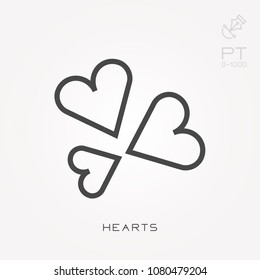 Line icon hearts