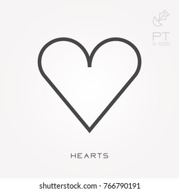 Line icon hearts