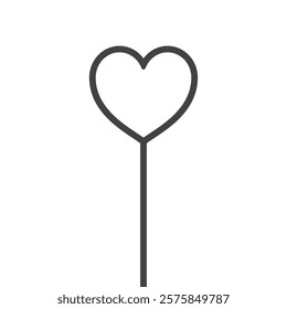 line icon heart-shaped lollipop on a stick This minimalist heart design is a classic symbol of love and affection