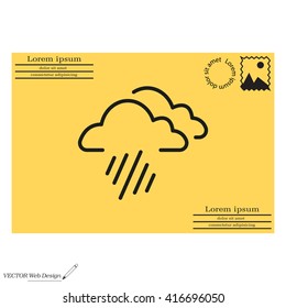 line icon of heavy rain