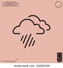 line icon of heavy rain