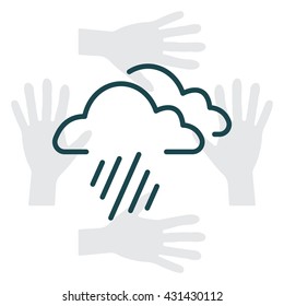 line icon of heavy rain