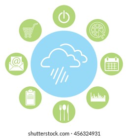 line icon of heavy rain