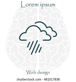 line icon of heavy rain