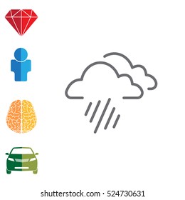 line icon of heavy rain