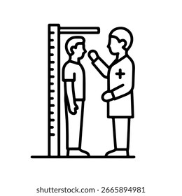 Vector del procedimiento de la medida de la altura del icono de la línea en el fondo blanco
Icono de línea de Vector sobre fondo blanco