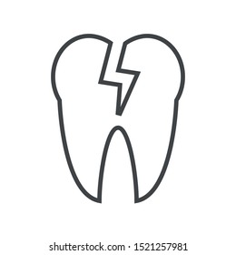 Line icon hole in tooth. Simple vector illustration with ability to change.