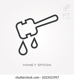 Line icon honey spoon