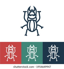 Line icon with horned beetle