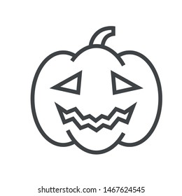 Line icon horrible pumpkin. Simple vector illustration with ability to change.