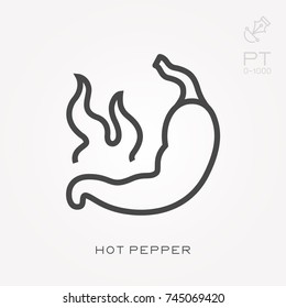 Line icon hot pepper