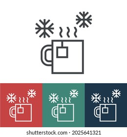 Line icon hot tea and snowflakes