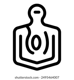 Icono de línea de un cuerpo humano que destaca el dolor de estómago, ideal para temas de salud y médicos