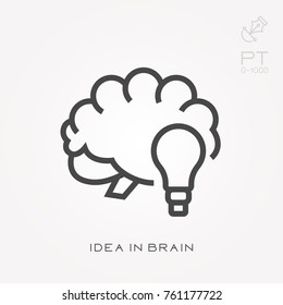 Line icon idea in brain