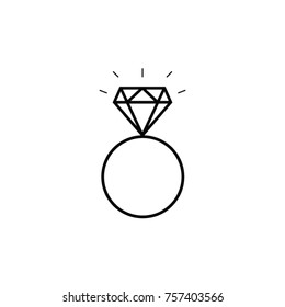 Line icon illustration of diamond ring. Engagement ring. eps 10