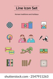 line icon illustration and  Korea tradition