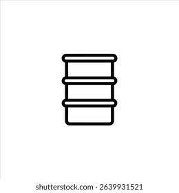 A line icon of an industrial barrel or drum. Monochrome symbol for storage of liquids like oil or chemicals, isolated on a white background.