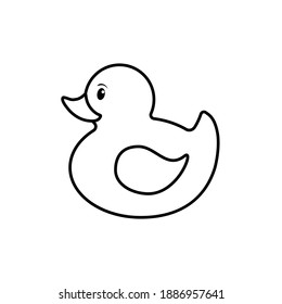 Icono de línea de pato de goma inflable aislado en fondo blanco. Ilustración vectorial.