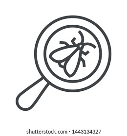 Line icon insect under magnifying glass. Simple vector illustration with ability to change.