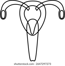 Ícone de linha da anatomia interna do sistema reprodutor feminino, especificamente o útero e as trompas de Falópio que são mais importantes para a gravidez.

